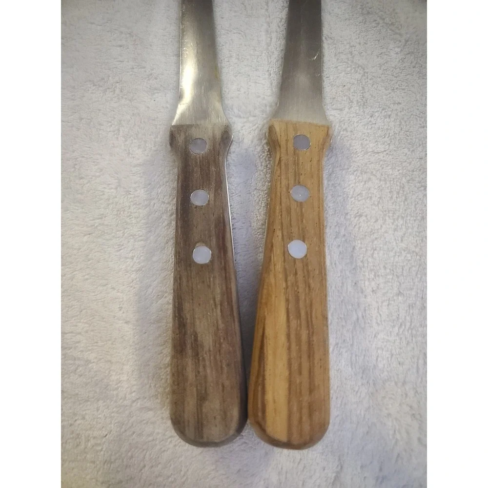Pioneer Woman Stainless Steel Serving Spoon Set Wood Handle Slotted Solid Logo
